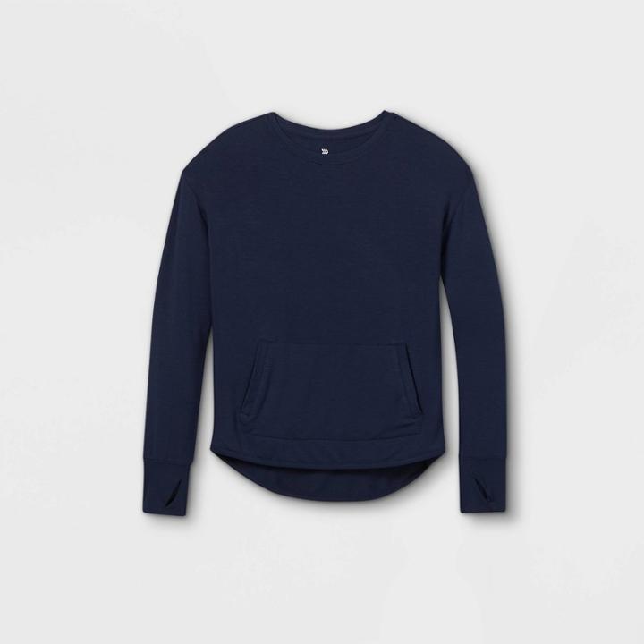 Girls' Soft Fleece Crewneck Sweatshirt - All In Motion Navy