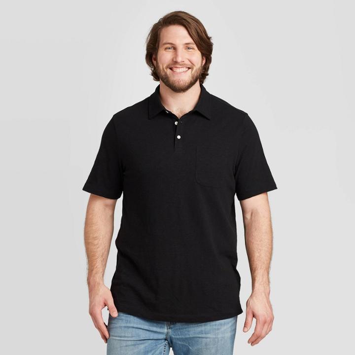 Men's Tall Standard Fit Short Sleeve Polo Jersey Shirt - Goodfellow & Co Black