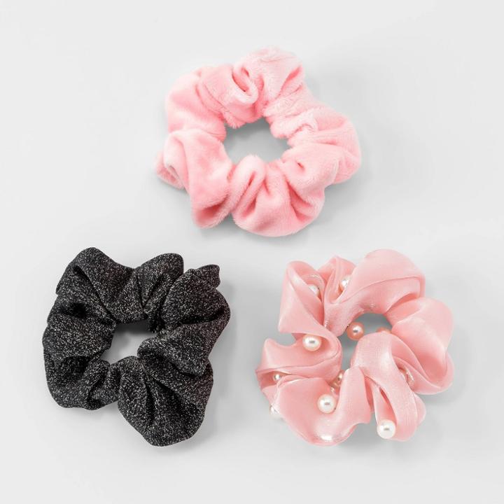 Kids' 3pk Pearl Twisters - Cat & Jack Pink/black