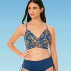 Women's Slimming Control Wrap Front Bikini Top - Beach Betty By Miracle Brands Blue Floral S, Women's,