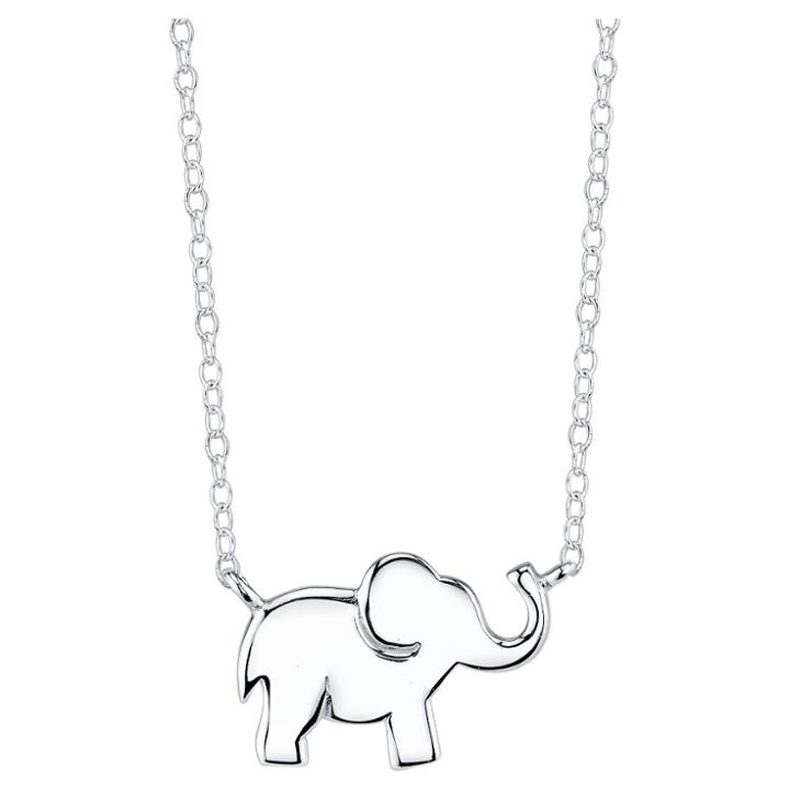 Distributed By Target Women's Sterling Silver Elephant Station Necklace - Silver (18),