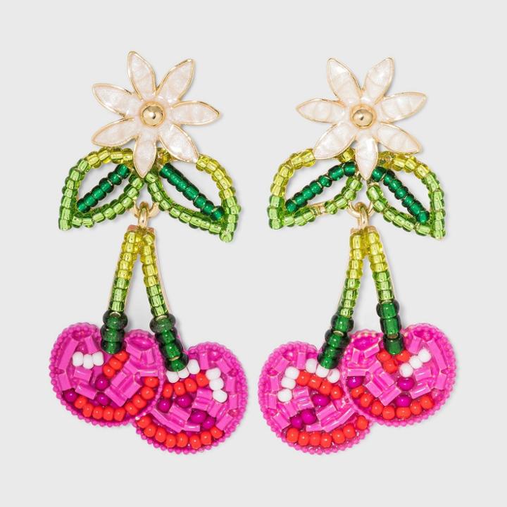 Sugarfix By Baublebar Beaded Cherry Drop Earrings - Pink