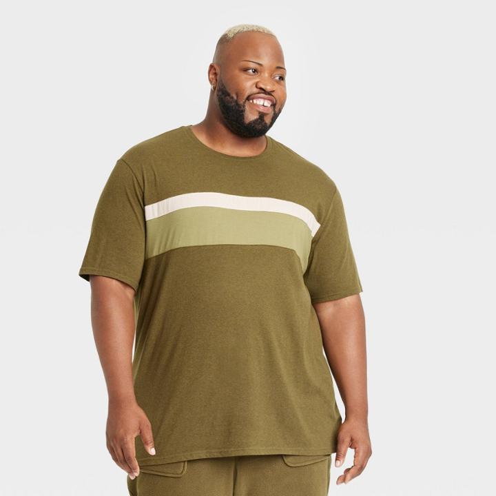 Men's Big & Tall Colorblock Short Sleeve T-shirt - Goodfellow & Co Forest Green