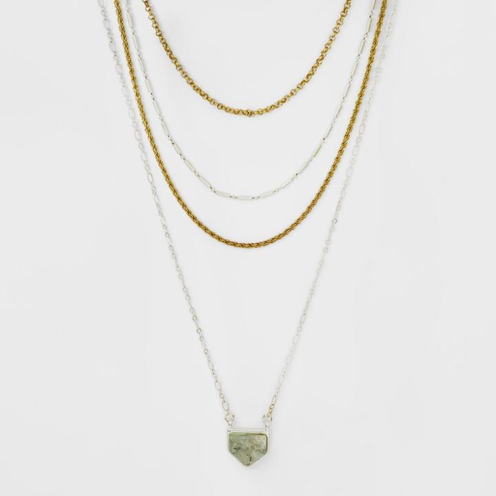 Target Mixed Chains And Semi Precious Stone Layered Necklace - Universal Thread,