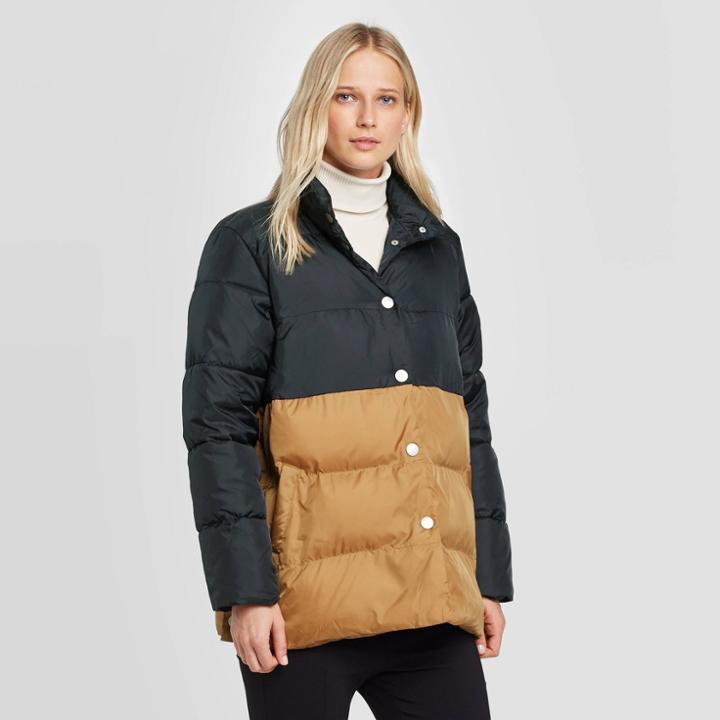 Women's Long Sleeve Puffer With Snaps Jacket - Who What Wear Black S, Women's,
