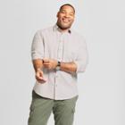 Men's Big & Tall Long Sleeve Cotton Slub Texture Button-down Shirt - Goodfellow & Co Taupe (brown)