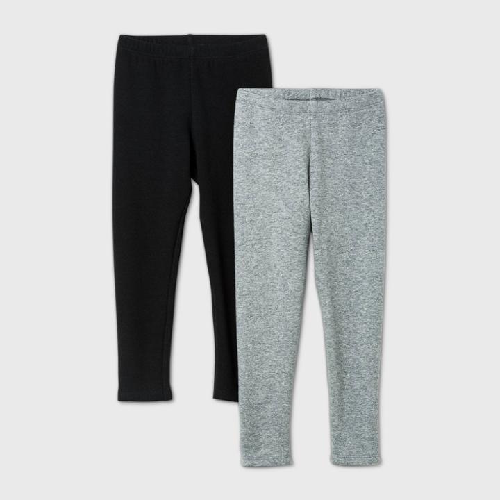 Toddler Girls' 2pk Cozy Leggings - Cat & Jack Gray/black 12m, Black/gray