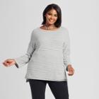 Women's Plus Size Striped Pullover - Ava & Viv Gray