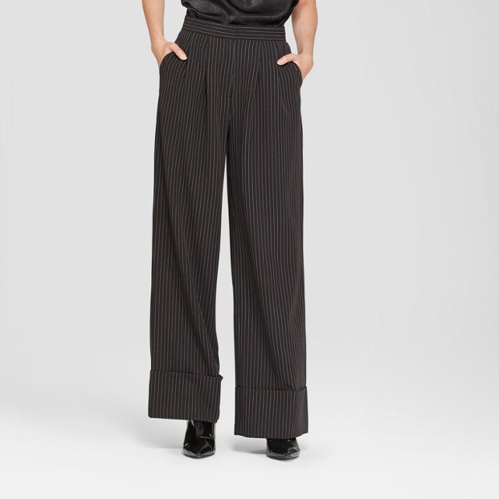 Women's Wide Leg Pinstripe Pants - Prologue Black