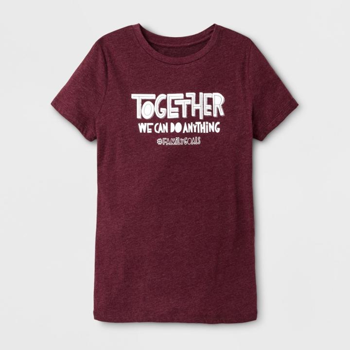 Shinsung Tongsang Women's Short Sleeve Family Goals Graphic T-shirt - Burgundy