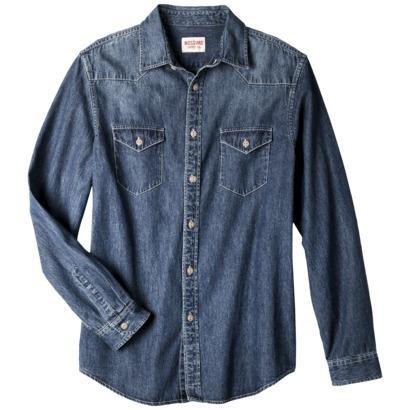 Mossimo Supply Co. Men's Long Sleeve Denim Shirt - Medium Indigo