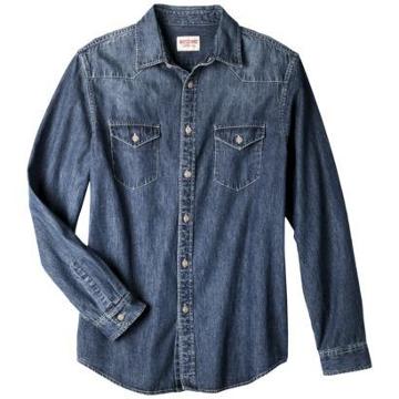 Mossimo Supply Co. Men's Long Sleeve Denim Shirt - Medium Indigo
