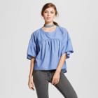 Women's Ruffle Chambray Babydoll Top - Love @ First Sight (juniors') Chambray
