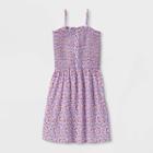 Girls' Smocked Button-front Dress - Art Class Purple