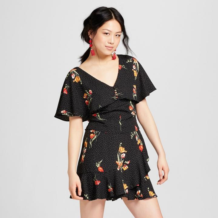 Women's Flutter Sleeve Tie Back Top - 3hearts (juniors') Black