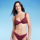 Women's Unlined Ribbed Bikini Top - Shade & Shore Dark Red