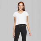Women's Cropped Short Sleeve V-neck Boxy T-shirt - Wild Fable White