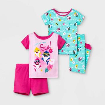 Toddler Girls' 4pc Baby Shark Snug Fit Pajama