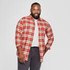 Men's Big & Tall Plaid Standard Fit Long Sleeve Pocket Flannel Button-down Shirt - Goodfellow & Co Orange