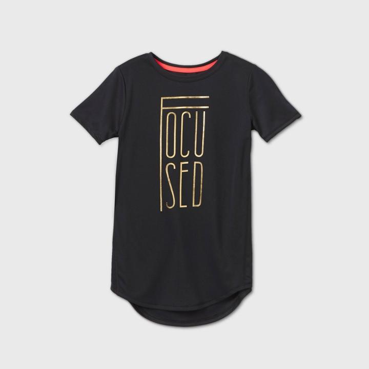Petitegirls' Short Sleeve Focused Graphic T-shirt - All In Motion Black