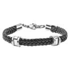 Men's West Coast Jewelry Stainless Steel And Braided Rubber Bracelet, Black/silver