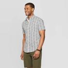 Men's Floral Print Standard Fit Short Sleeve Poplin Button-down Shirt - Goodfellow & Co Navy