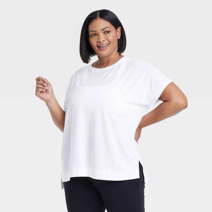 Women's Plus Size Active Short Sleeve Top - All In Motion White
