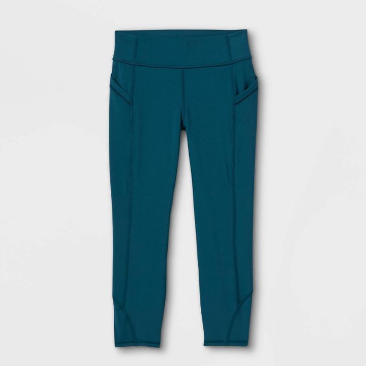 Girls' Side Pocket Cropped Leggings - All In Motion Vibrant Blue