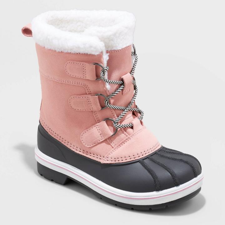 Kids' Kit Lace-up Winter Boots - Cat & Jack Pink