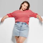 Women's Plus Size Rolled Crewneck Sweater - Wild Fable Red