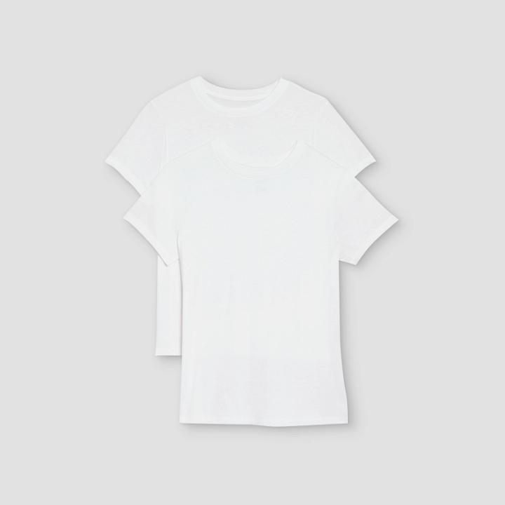 Women's Short Sleeve Slim Fit 2pk Bundle T-shirt - A New Day White/white