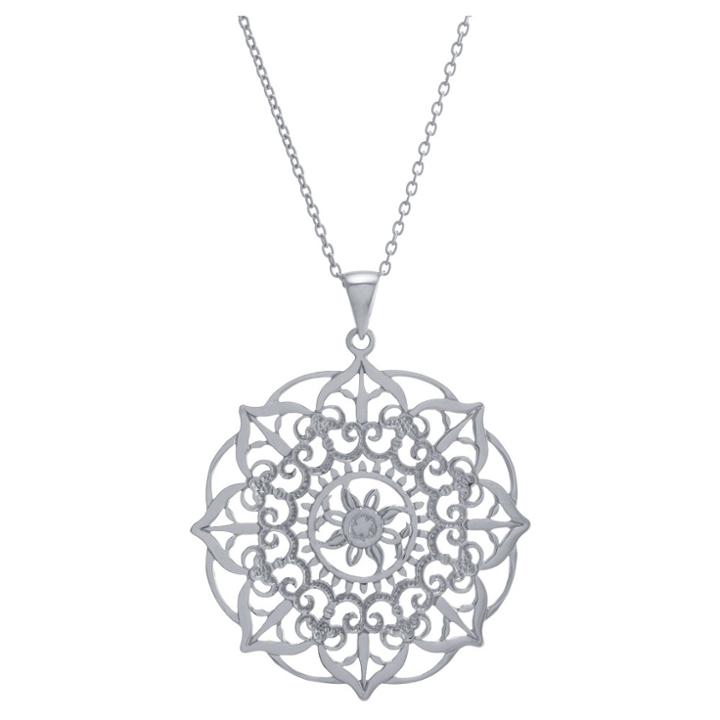 Distributed By Target Women's Sterling Silver Large Filigree Flower Pendant