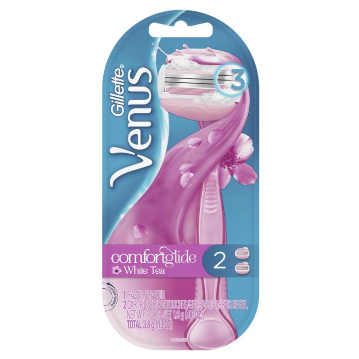 Venus Comfortglide White Tea Scented 3-blade Women's Razor + 2 Razor Blade Refills