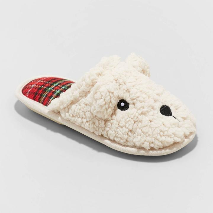 Toddler Girls' Plain Bear Slide Slippers - Wondershop Ivory