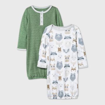 Baby 2pk Little Cub One Piece Pajama - Cloud Island Olive Green/white Newborn