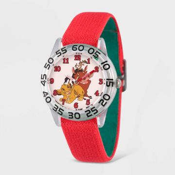 The Lion King Kids' Disney New Lion King Plastic Time Teacher Watch - Red