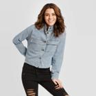 Women's Striped Long Sleeve Railroad Denim Jacket - Universal Thread Blue Xxl, Women's, Blue/blue