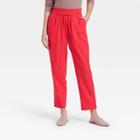 Women's High-rise Ruffle Waisted Pull-on Ankle Pants - A New Day Red