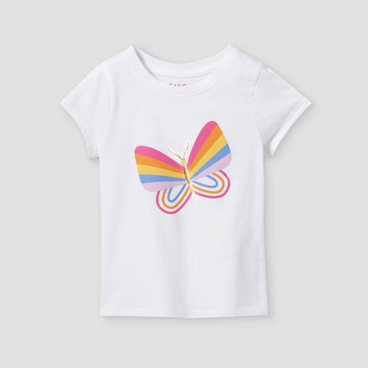 Toddler Girls' Rainbow Butterfly Graphic T-shirt - Cat & Jack White