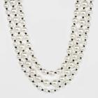 Multi Row Simulated Pearl And Knotted Cording Layered Necklace - A New Day Rust, Women's, Black
