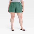 Women's Plus Size High-rise Pull-on Shorts - A New Day Dark Teal