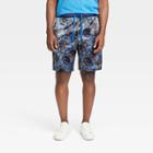 Houston White Adult Plus Size Satin Pull-on Boxer Shorts - Dark Blue Floral