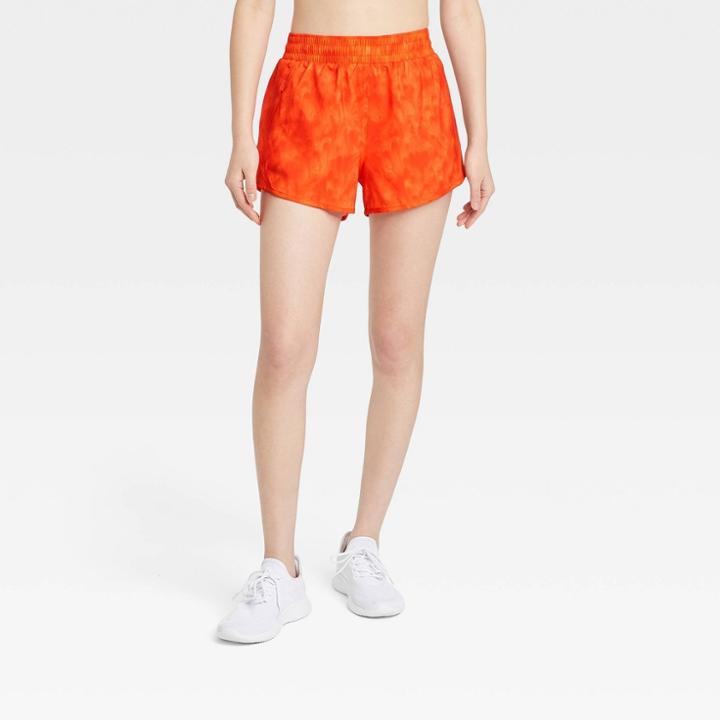 Women's Mid-rise Run Shorts 3 - All In Motion Assorted Orange