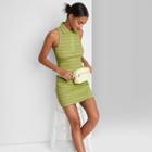 Women's Sleeveless Zip-front Bodycon Polo Dress - Wild Fable Green Apple