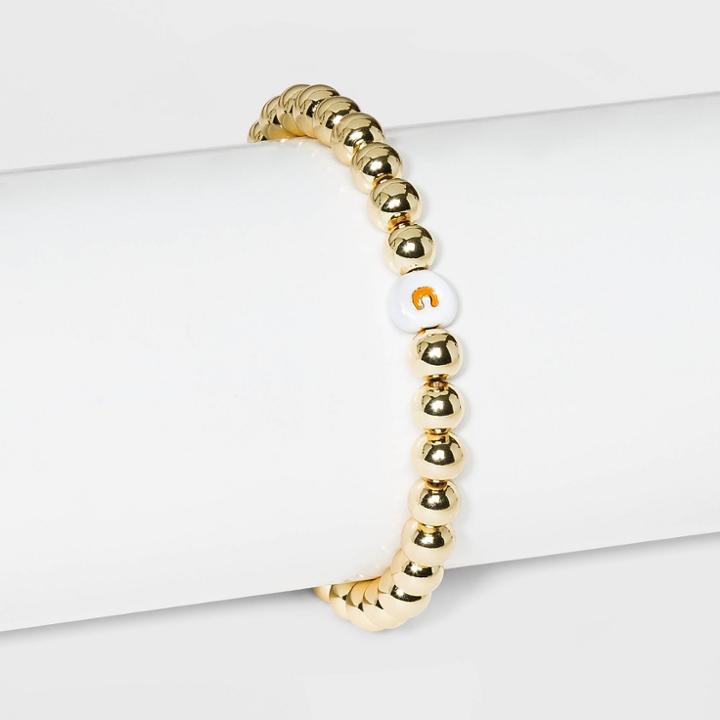 Sugarfix By Baublebar Initial 'c' Stretch Bracelet - Gold