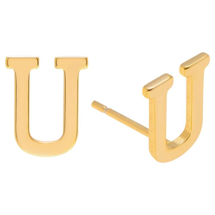 Women's Journee Collection Brass Initial Stud Earrings - Gold, U, Gold