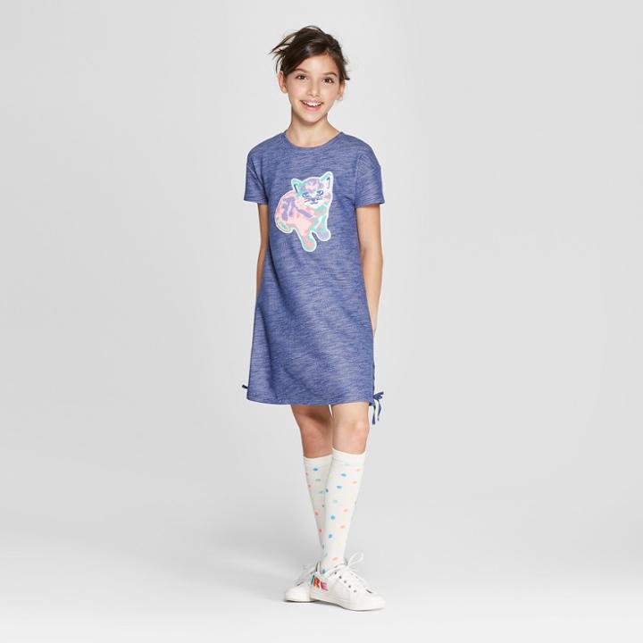 Girls' Cat Knit Dress - Cat & Jack Navy