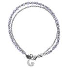 Target Women's Sterling Silver Bracelet With Moon Accent And Light Crystals (7.5), Silver/amethyst