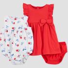Baby Girls' Floral Bubble Romper - Just One You Made By Carter's Red