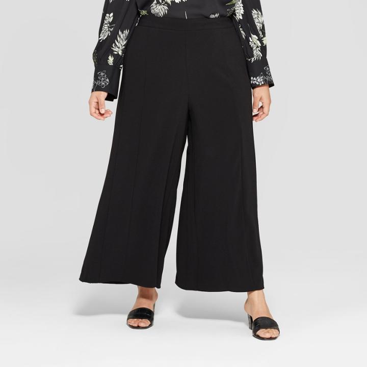 Women's Plus Size Mid-rise Wide Leg Palazzo Pants - Who What Wear Black